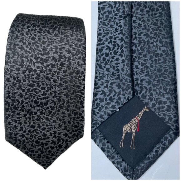 Ted Baker Other - Ted Baker 100% Silk Floral Tie Black Gray Narrow W: 2.8” L:59”